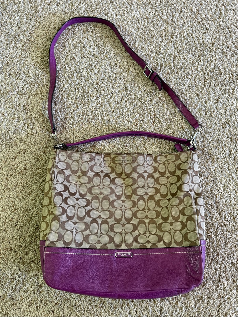 Coach Park Signature Hobo bag with signature canvas & purple leather
